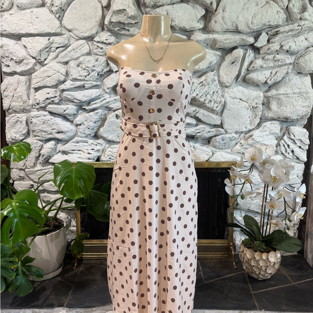 Polka Dot Strapless Dress